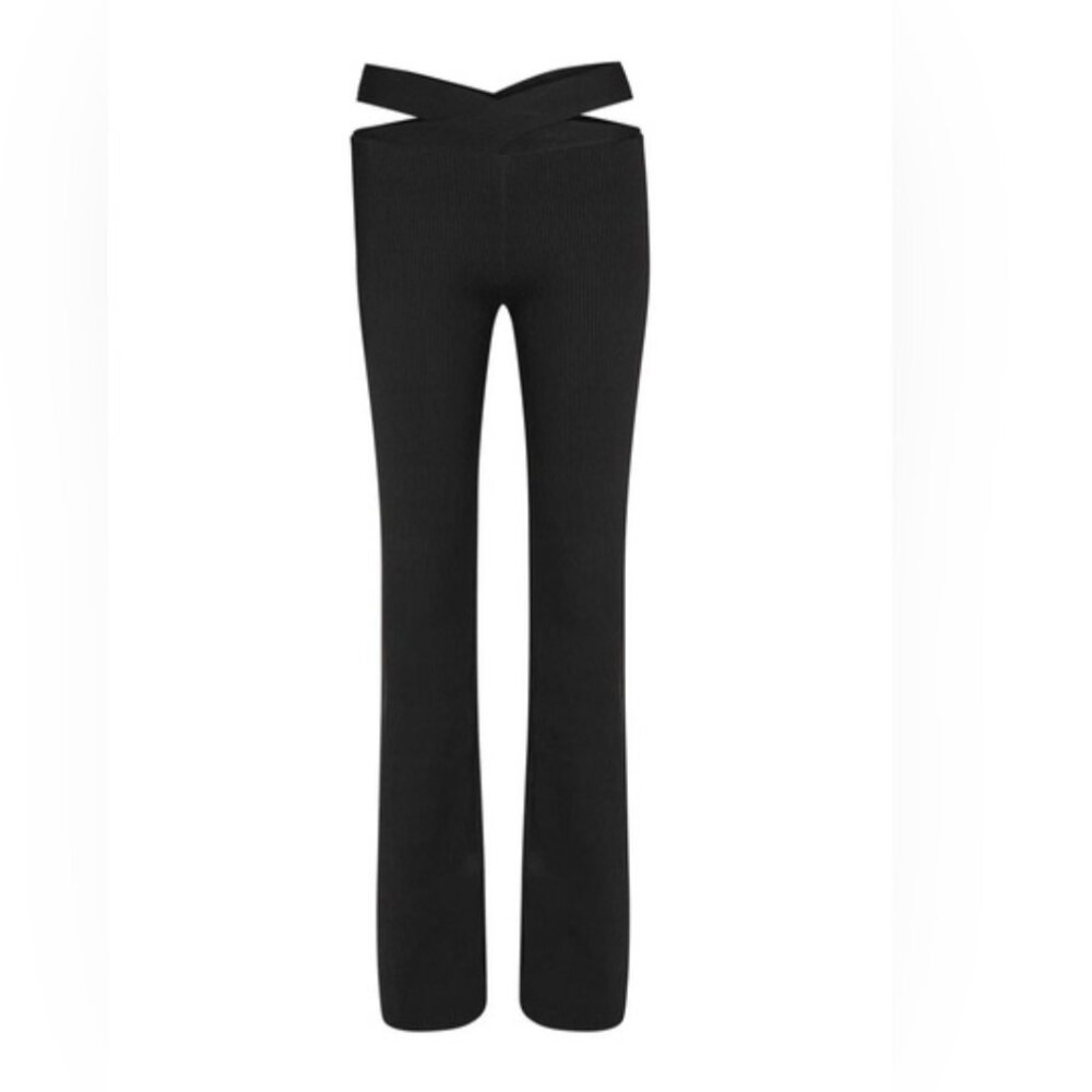 I.AM.GIA Black Hip Cut Out Crossover Flared Knit Mid Rise BRAND NEW W/Tags smal - Picture 3 of 7